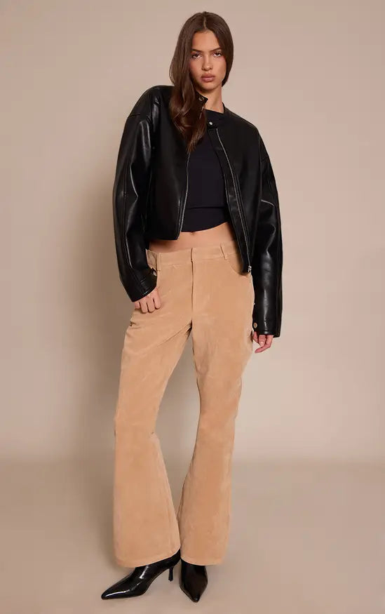 PrettyLittleThing Faux Suede Flared Trousers