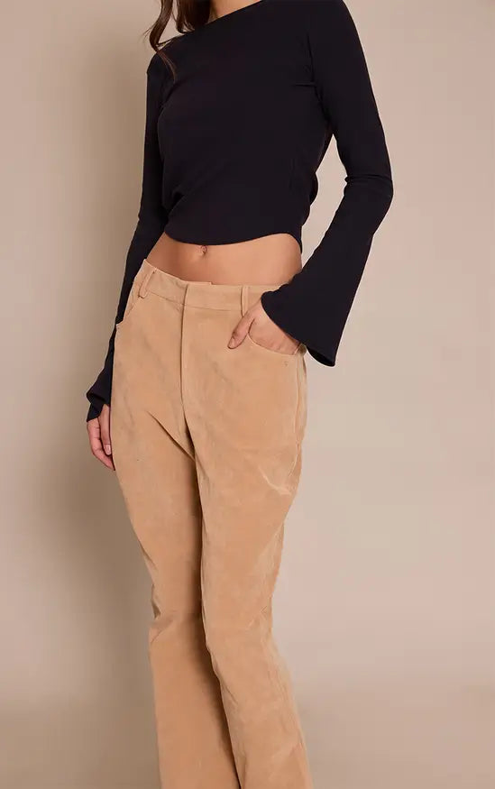 PrettyLittleThing Faux Suede Flared Trousers