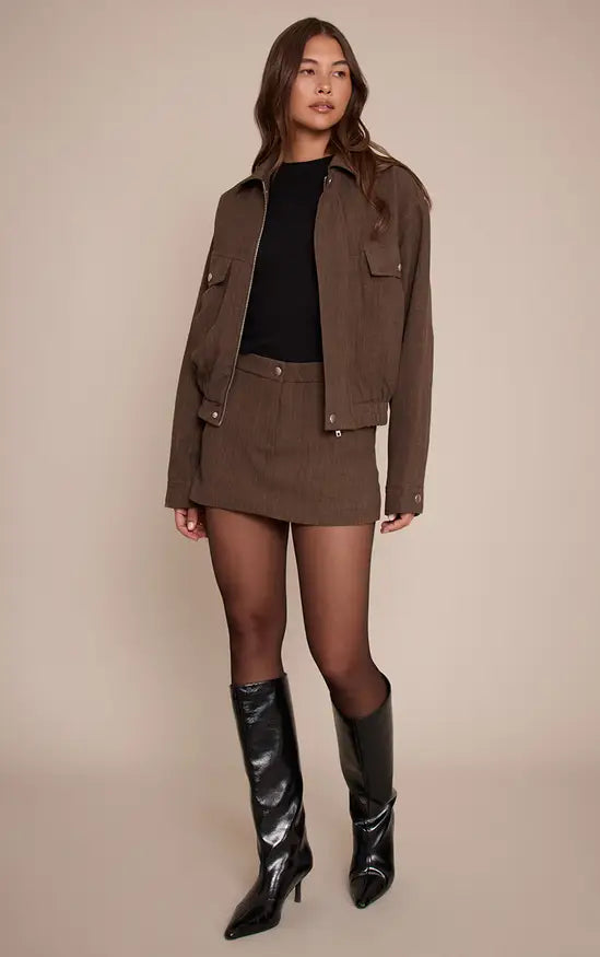 Plt - Taupe Tailored Woven Oversized Seam Detail Jacket Co-ord