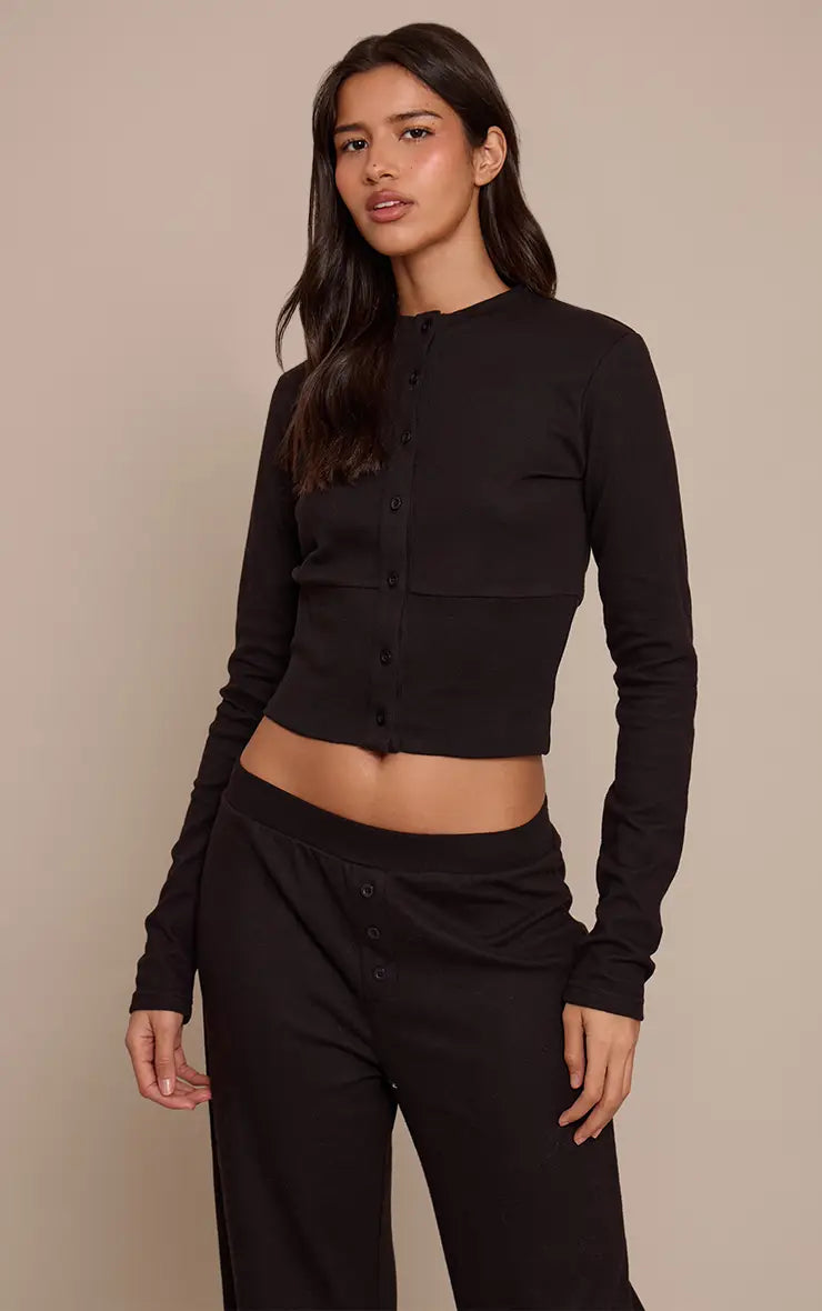Plt - Tall Black Super Soft Top Co-ord