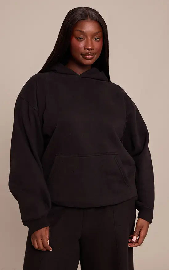 Plt - Plus Black Cotton Fleece Pullover Hoodie