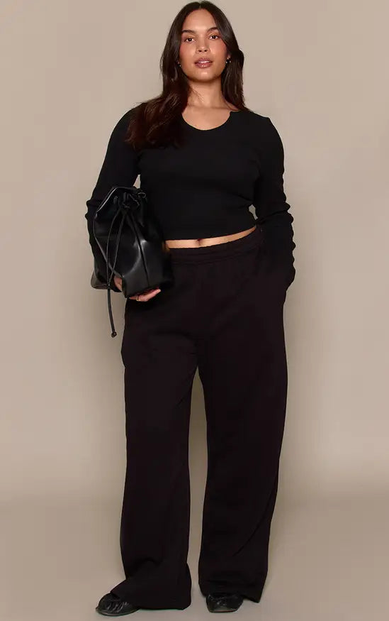 Plt - Plus Cotton Fleece Black Straight Leg Sweatpants