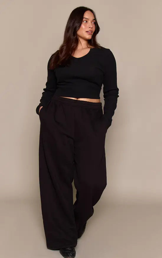 Plt - Plus Cotton Fleece Black Straight Leg Sweatpants