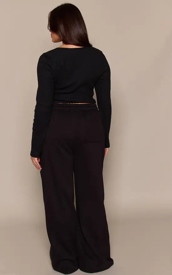 Plt - Plus Cotton Fleece Black Straight Leg Sweatpants