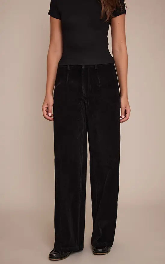 Plt - Black Faux Suede Straight Leg Trousers
