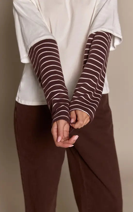 Plt - White Contrast Stripe Sleeve Detail Oversized T Shirt