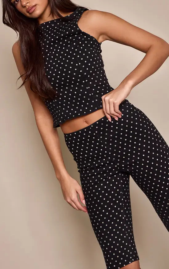 Plt - Black Denim Polka Dot Capris