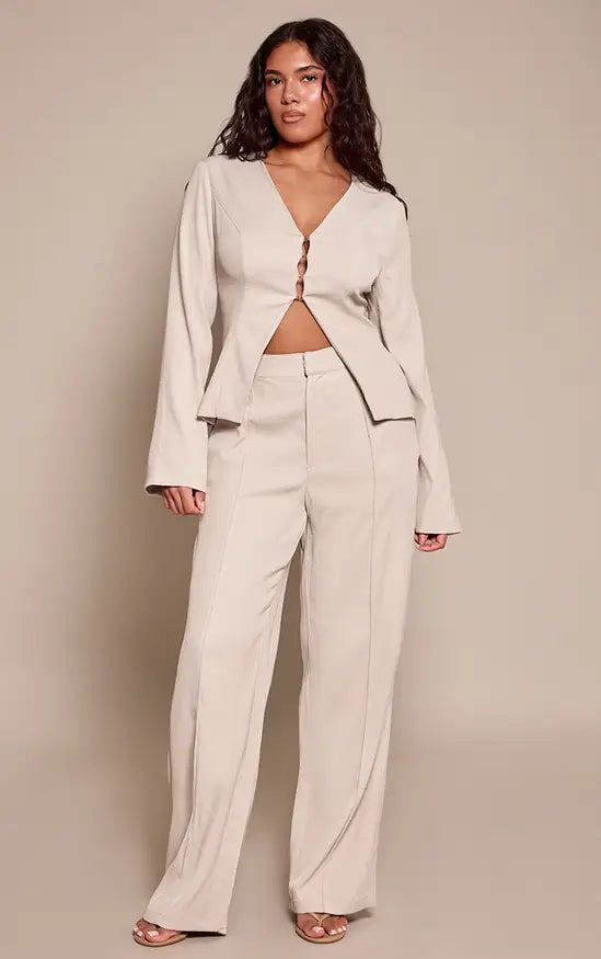 Plt - Shape Stone Hook & Eye Fitted Blazer Co-ord