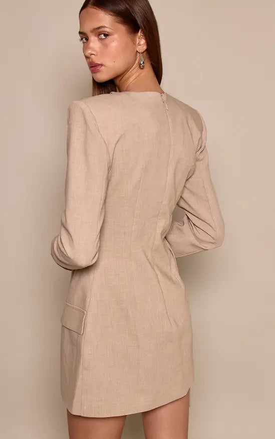 PLT Label Stone Tailored Asymmetrical Cut Out Blazer Dress