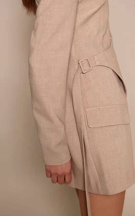 PLT Label Stone Tailored Asymmetrical Cut Out Blazer Dress
