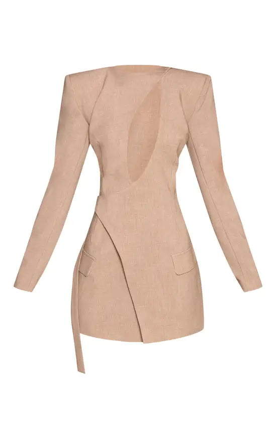 PLT Label Stone Tailored Asymmetrical Cut Out Blazer Dress