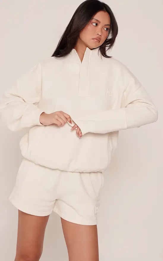 PLT Embossed Funnel Neck Sweatshirt