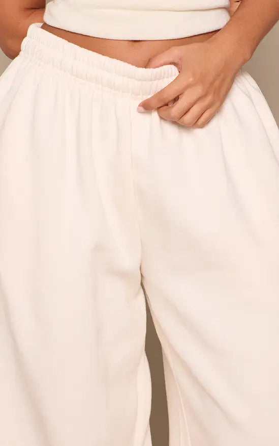 Plt - Petite Cream Super Wide Leg Joggers