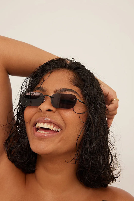 Rimless Slim Sunglasses Black