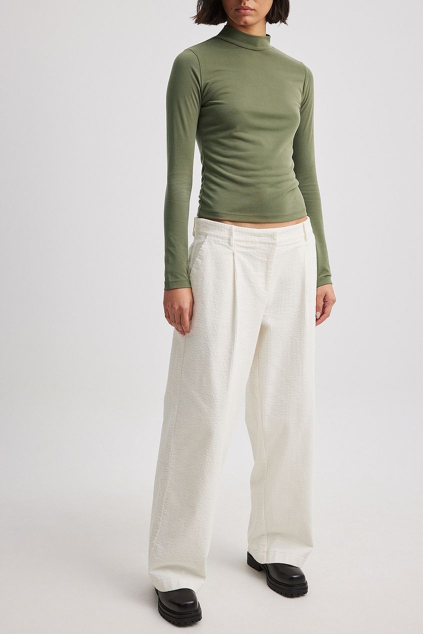 Cord Loose Low Waist Pants