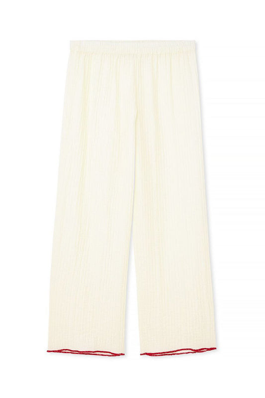 Crinkled Contrast Binding Pants