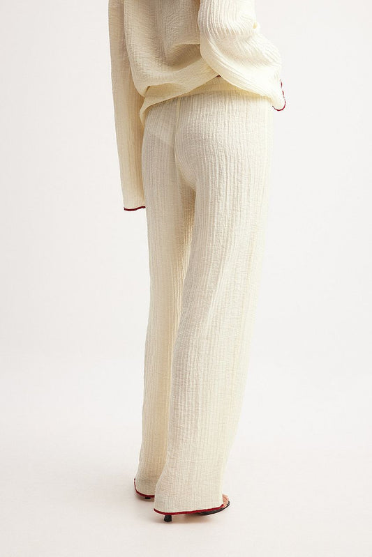 Crinkled Contrast Binding Pants