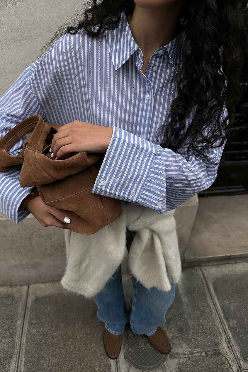 Na-kd Crochet Insert Stripe Shirt
