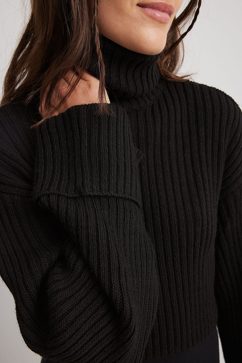 Cropped Ribbed Polo Sweater