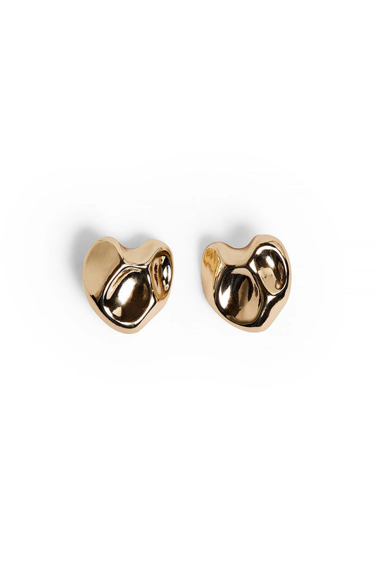 Curved Hammered Earrings Gold