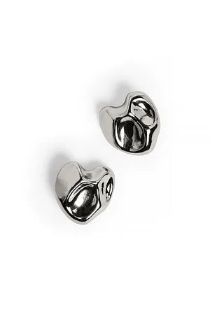 Curved Hammered Earrings Silver