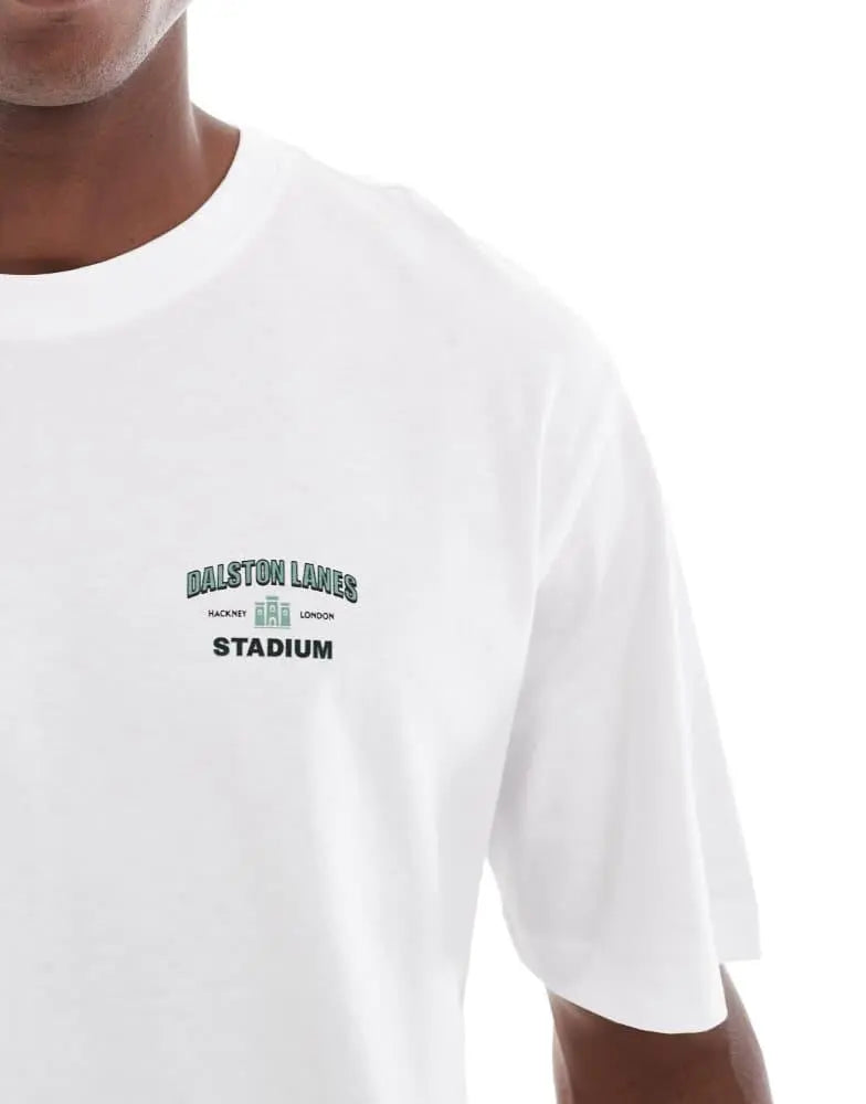 ONLY & SONS oversized t-shirt with dalston dogs back print in white