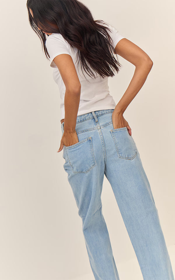 Plt - Light Blue Wash High Waist Straight Leg Jeans