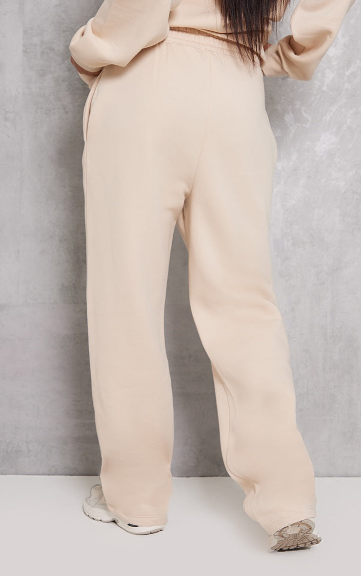 STONE SHIRRED WAIST SEAM FRONT WIDE LEG JOGGERS