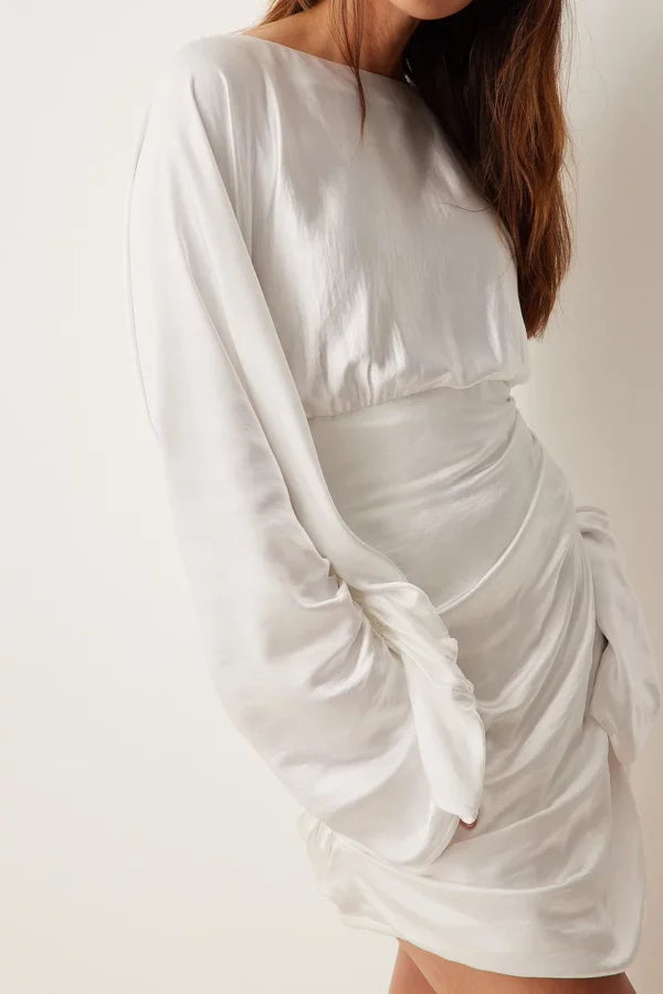 Draped Detail Satin Dress