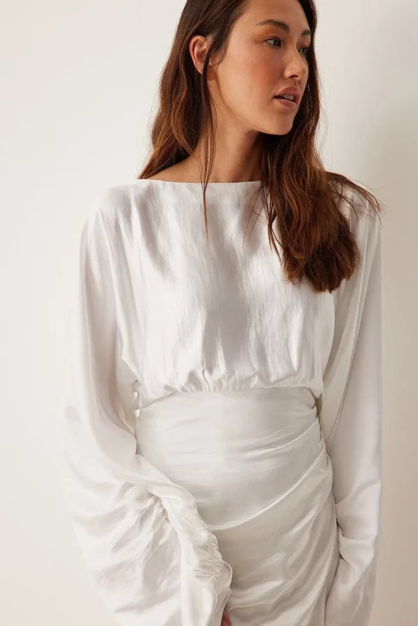 Draped Detail Satin Dress