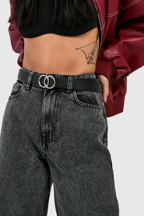 boohoo PU Double Ring Boyfriend Belt