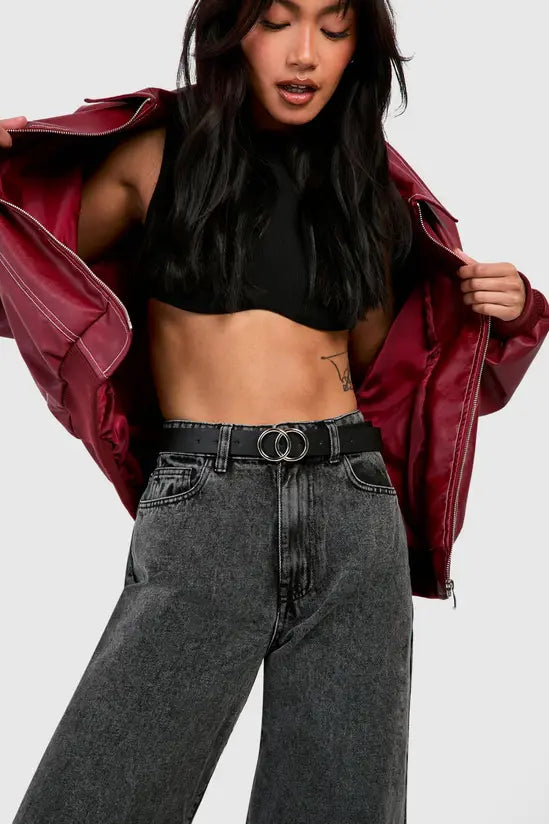 boohoo PU Double Ring Boyfriend Belt