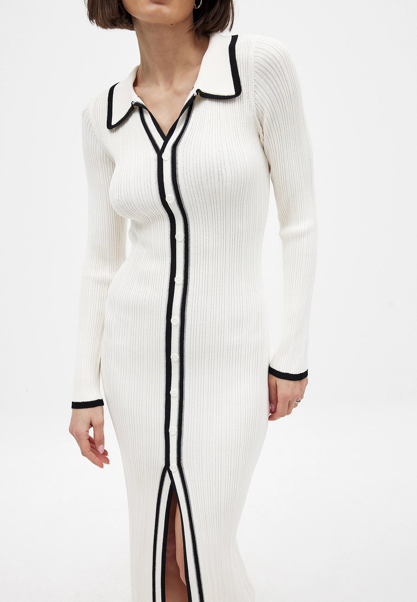 Na-kd CONTRAST BUTTON MIDI - Maxi dress - white
