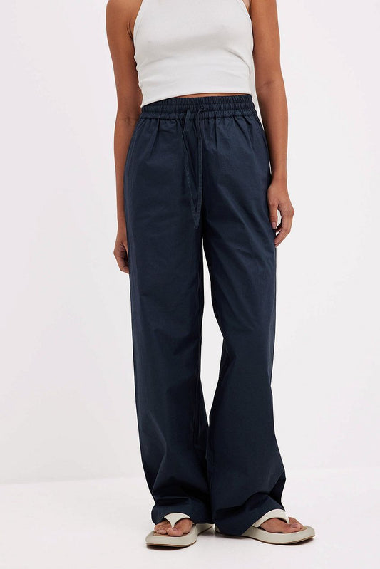 Elastic Waistband Cotton Pants
