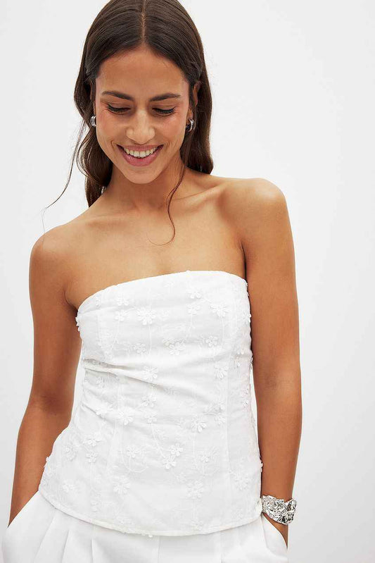 Na-kd Embroidered Bandeau Top