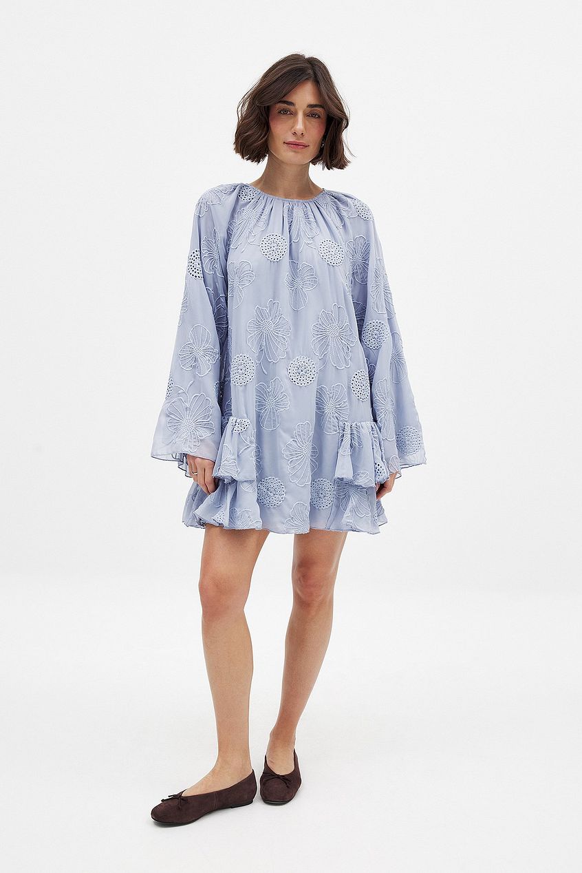 Na-kd Embroidered Volume Mini Dress