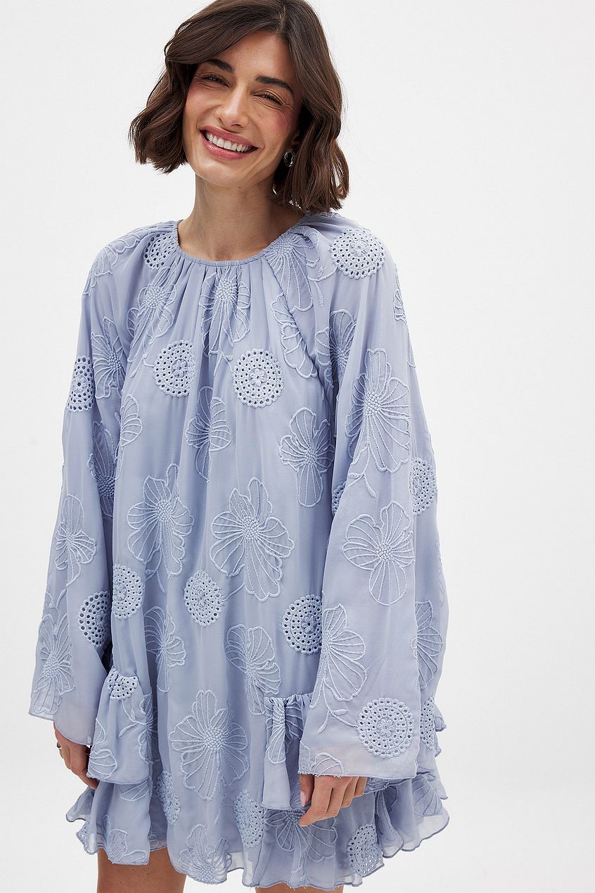 Na-kd Embroidered Volume Mini Dress
