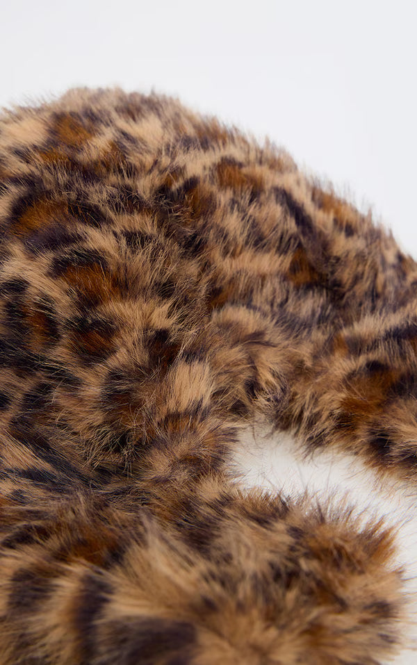 Leopard Faux Fur Tote Handbag