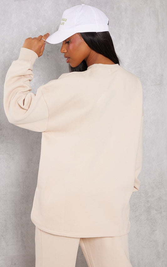 Stone Oversized Split Hem Sweatshirt