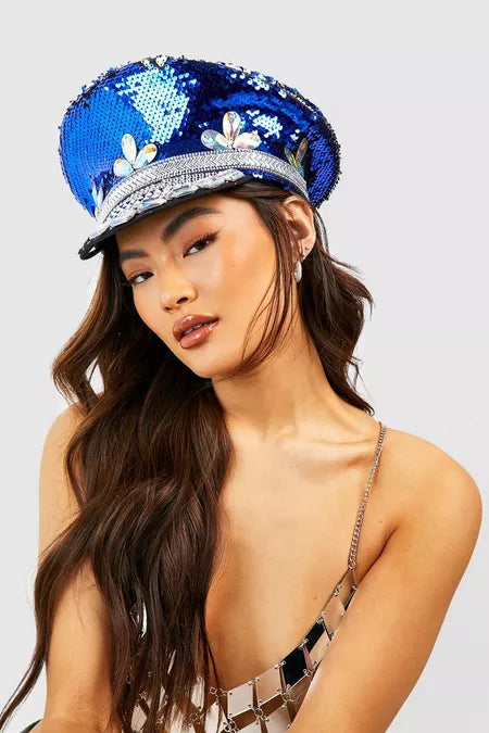 Multi Rhinestone Sequin Festival Trucker Hat