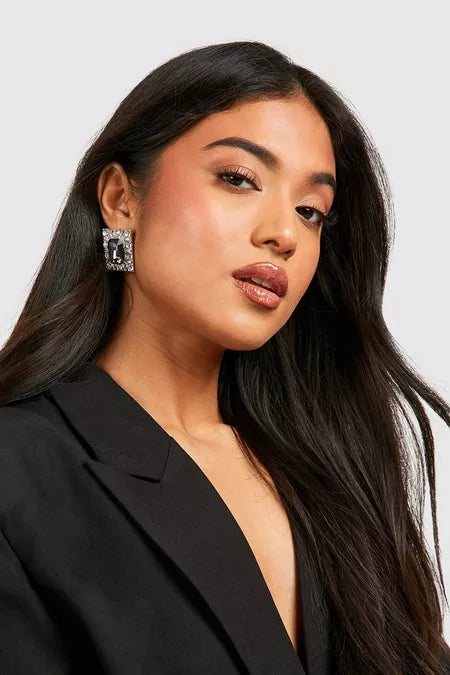 Black Diamante Stud Earrings