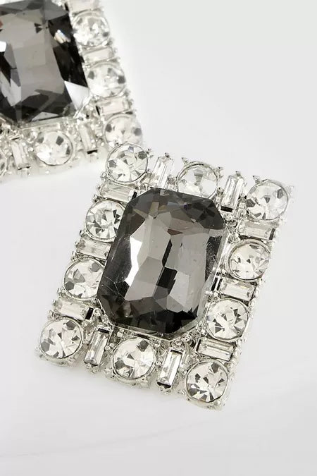 Black Diamante Stud Earrings
