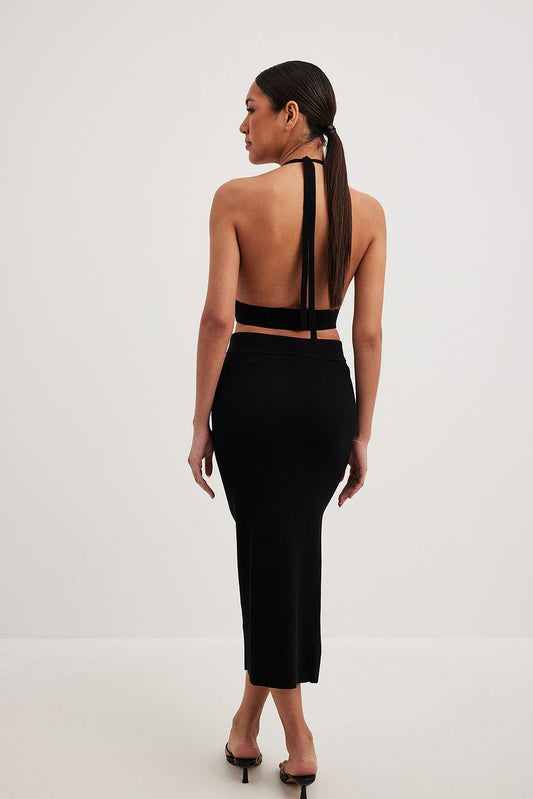 Na-kd Fine Knitted High Slit Skirt