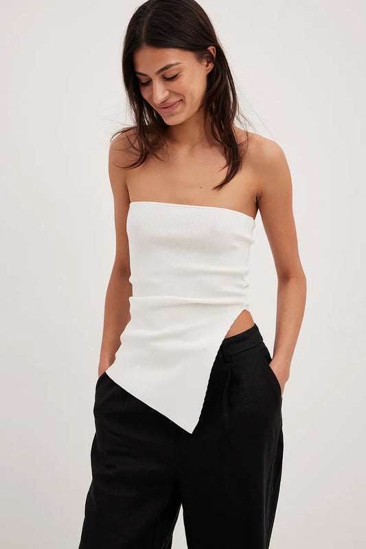 Fine Knitted High Slit Tube Top