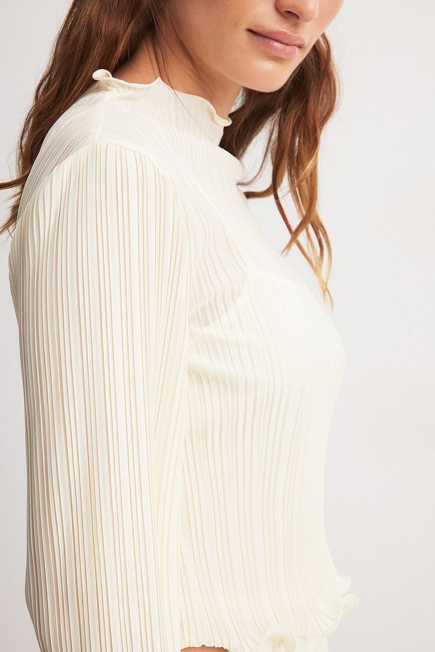 Flounce Detail Plisse Blouse