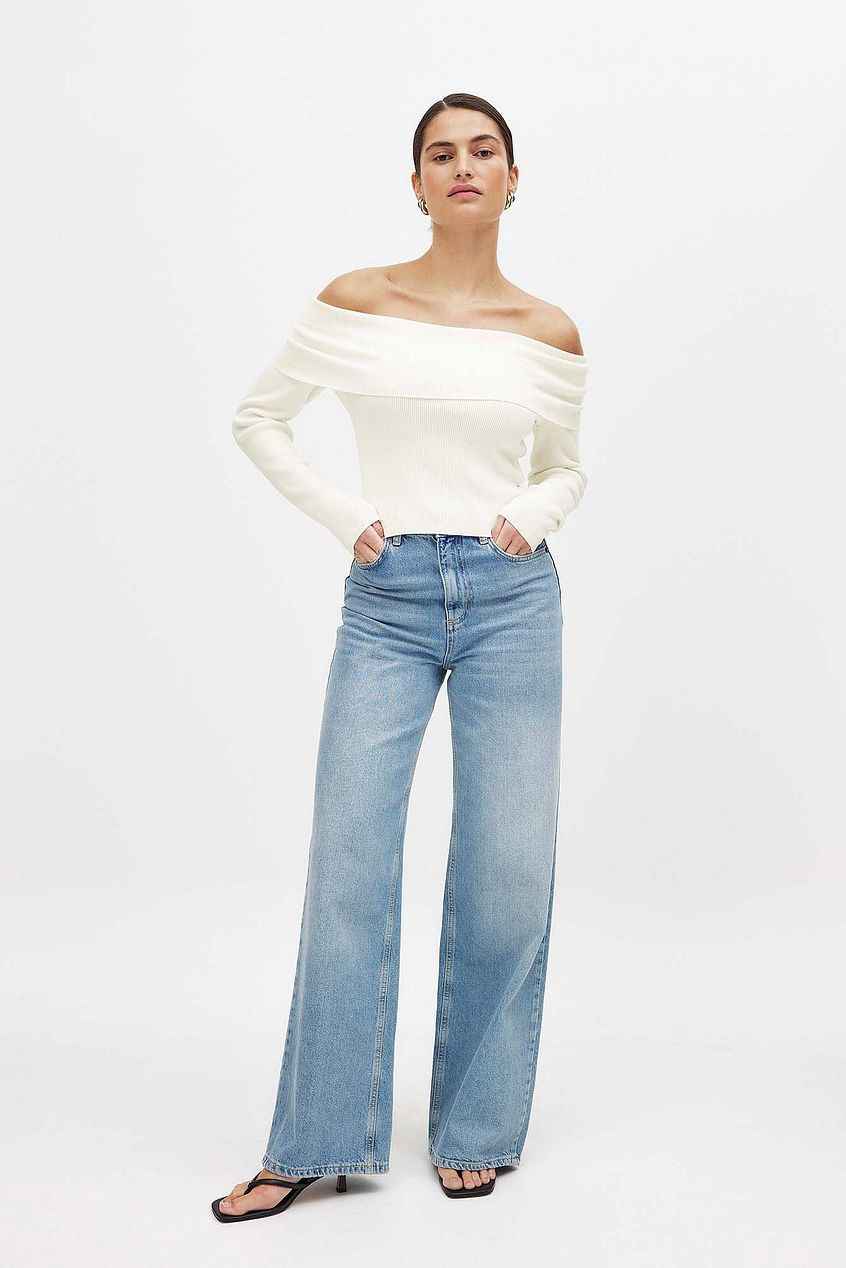 Na-kd Folded Offshoulder Knitted Top
