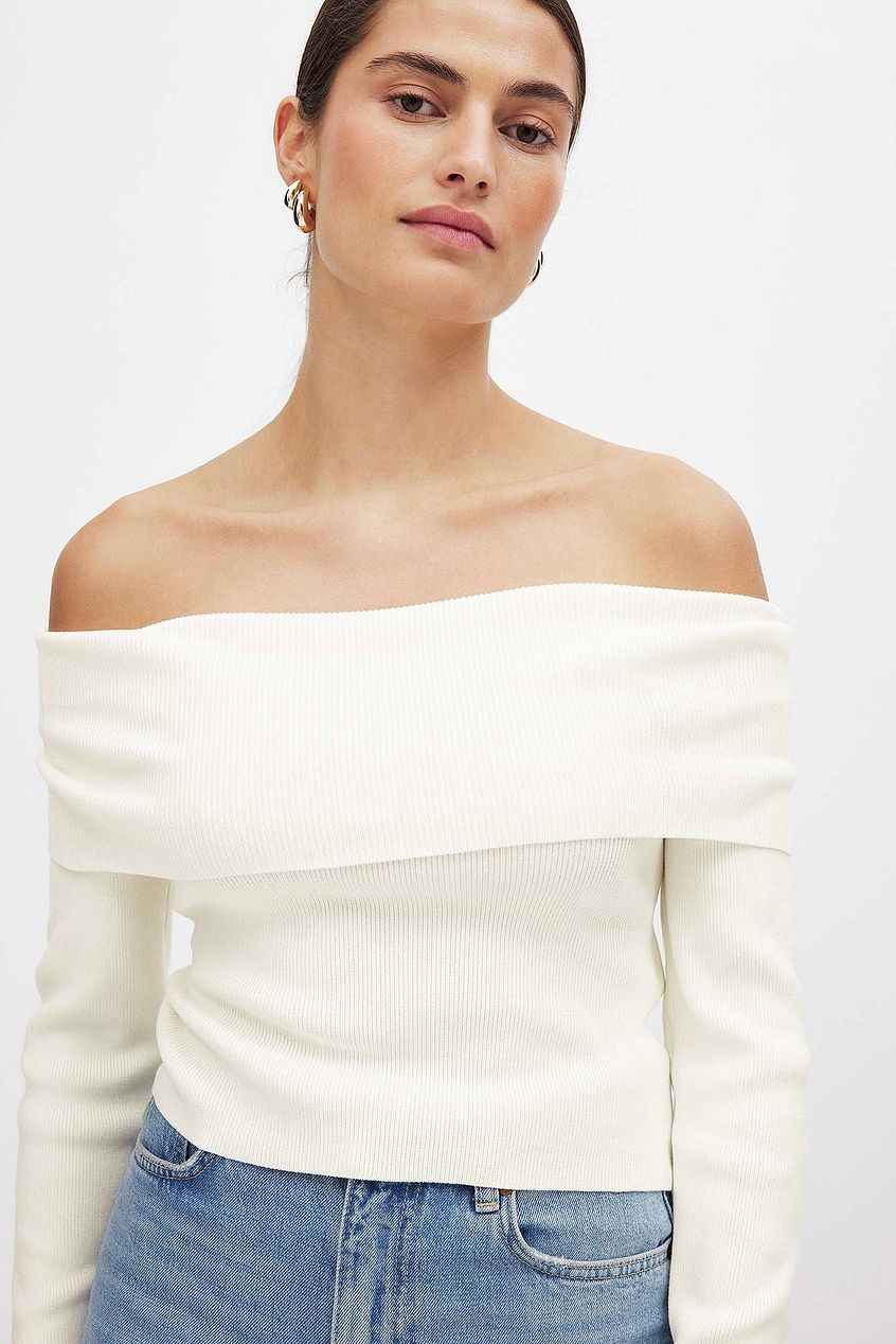 Na-kd Folded Offshoulder Knitted Top