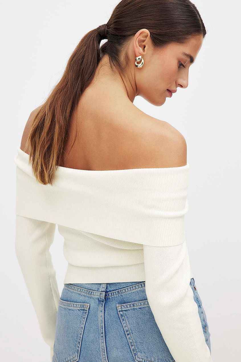 Na-kd Folded Offshoulder Knitted Top