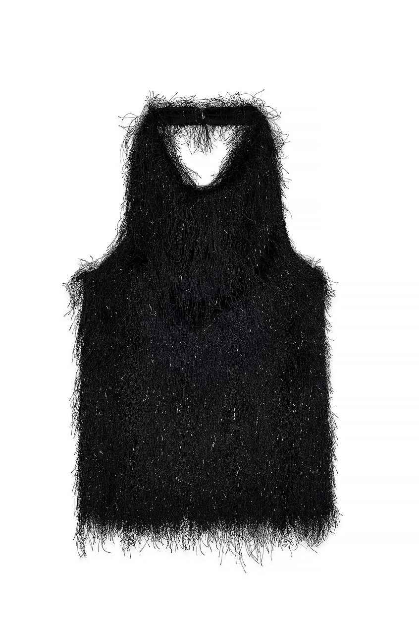 Na-kd Fringe Halterneck Top