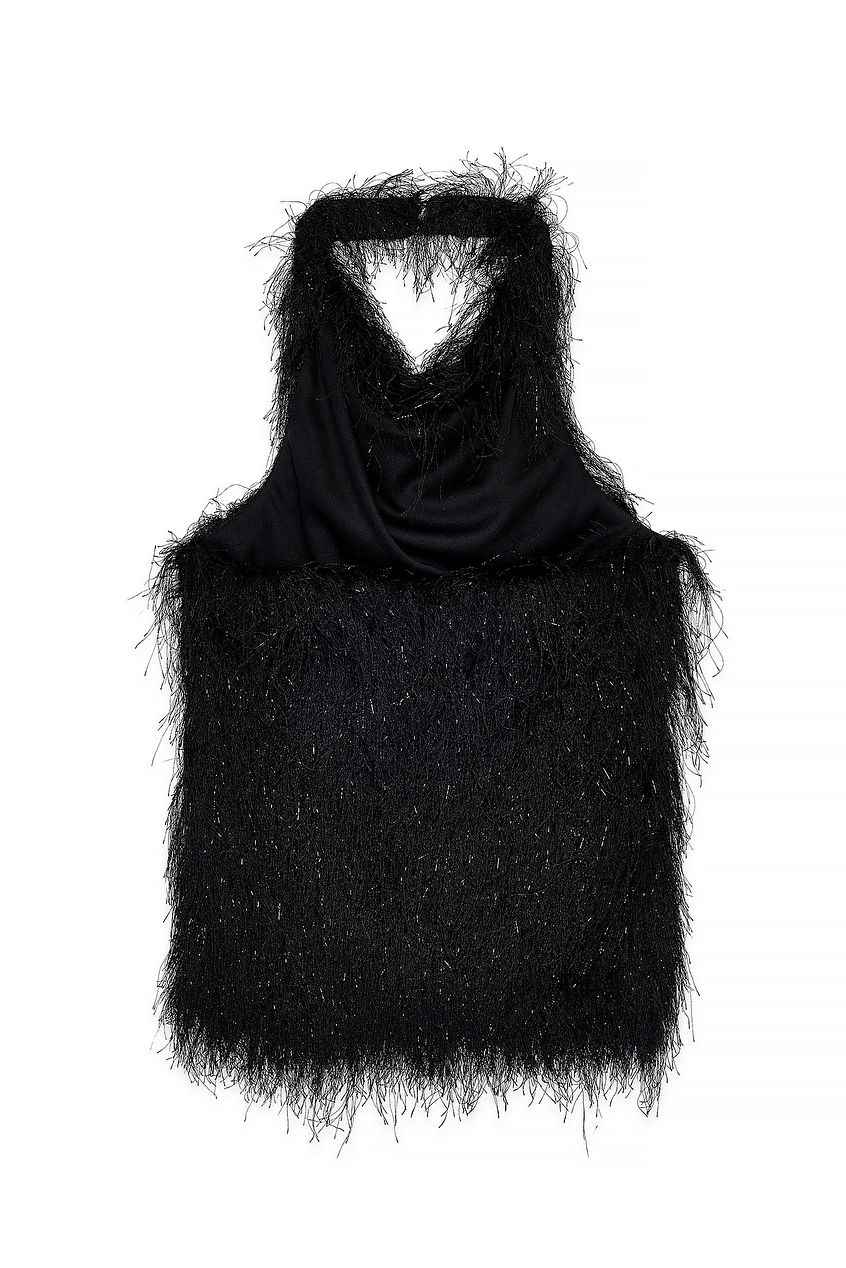 Na-kd Fringe Halterneck Top
